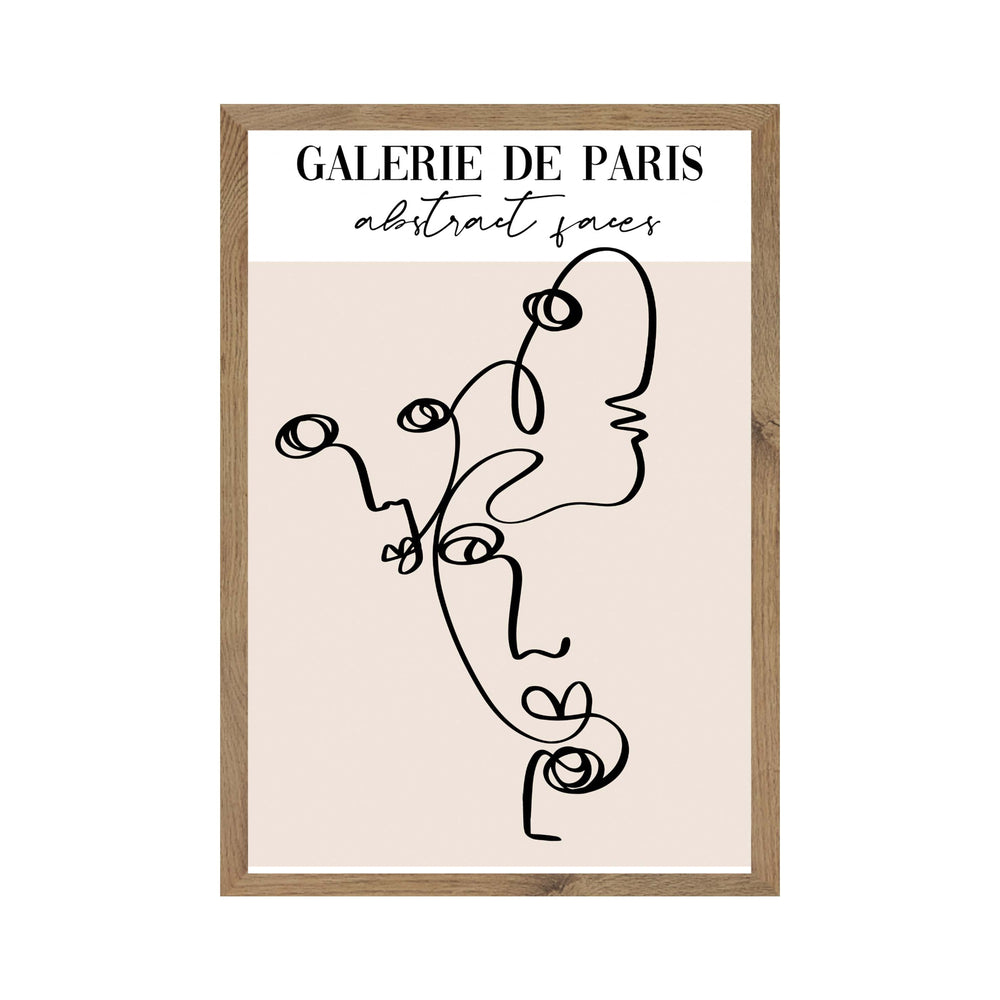 Abstract Faces Single Line Drawing Print